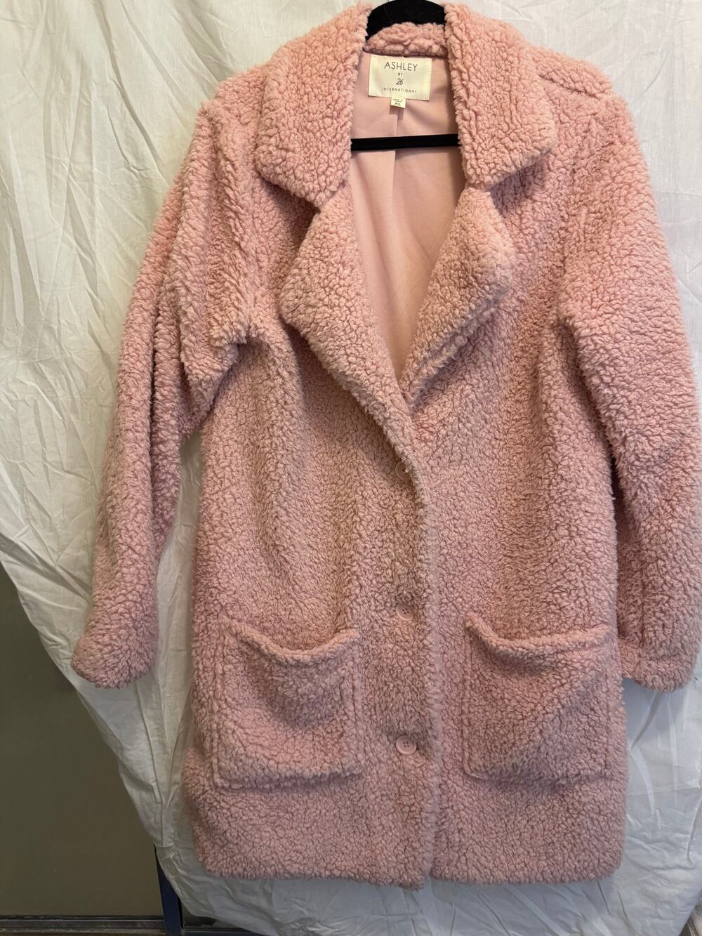 Ashley by 26 International Pink Teddy Bear Coat Women's Size XL Juniors